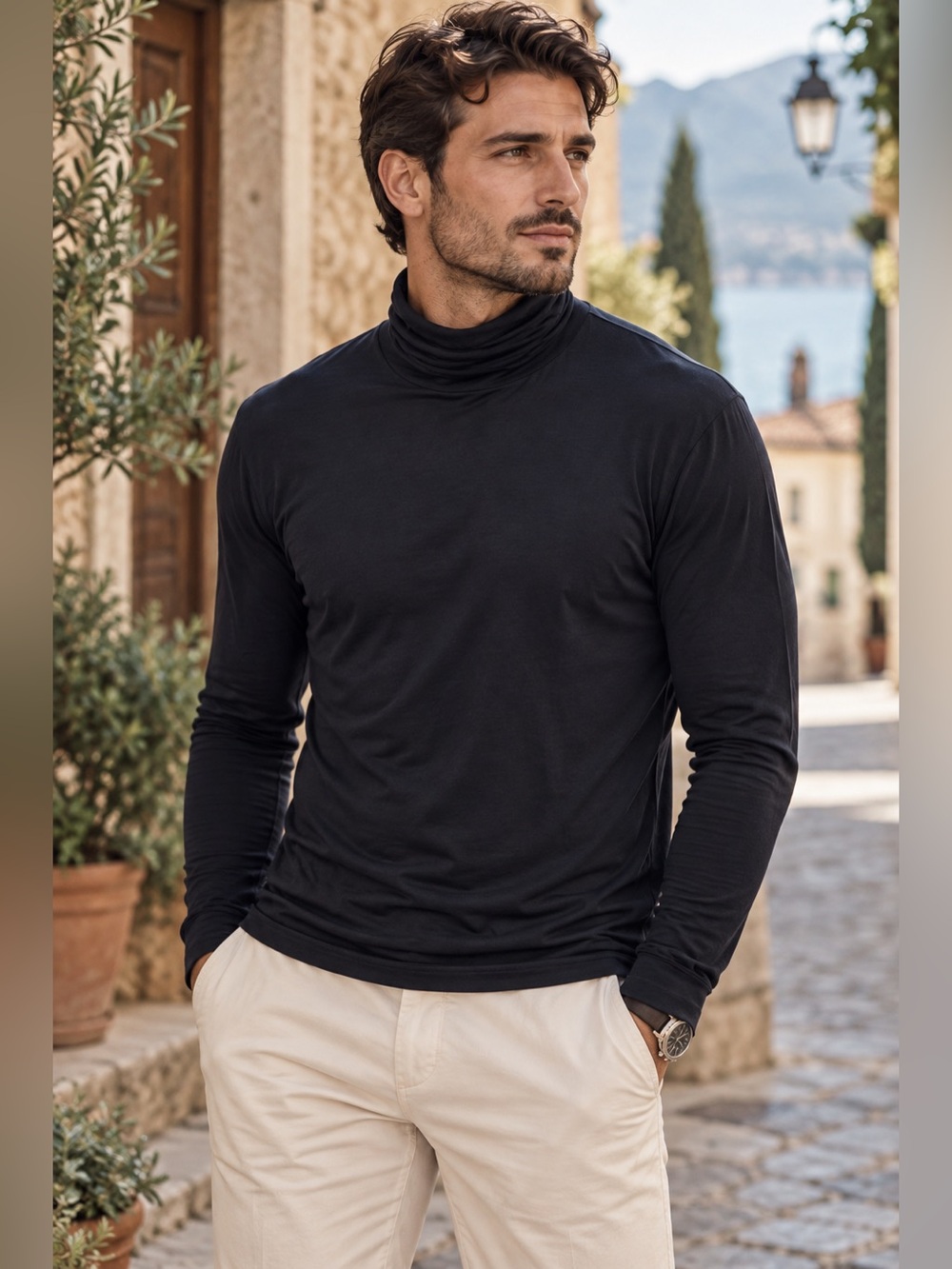 NWT Intimissimi Uomo Black Merino Wool Lightweight Base Layer Men's Large